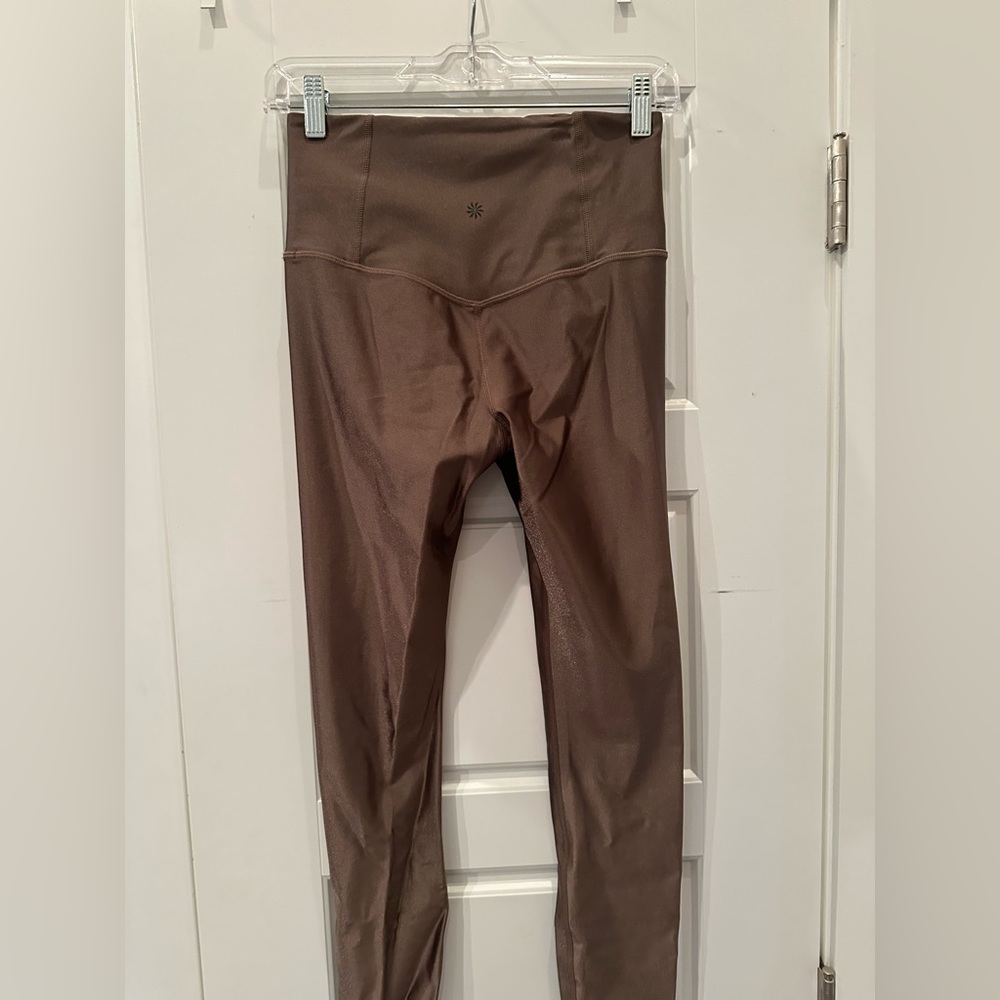 Athleta shiny light brown leggings. Looks like leather! Size 6. ❤️